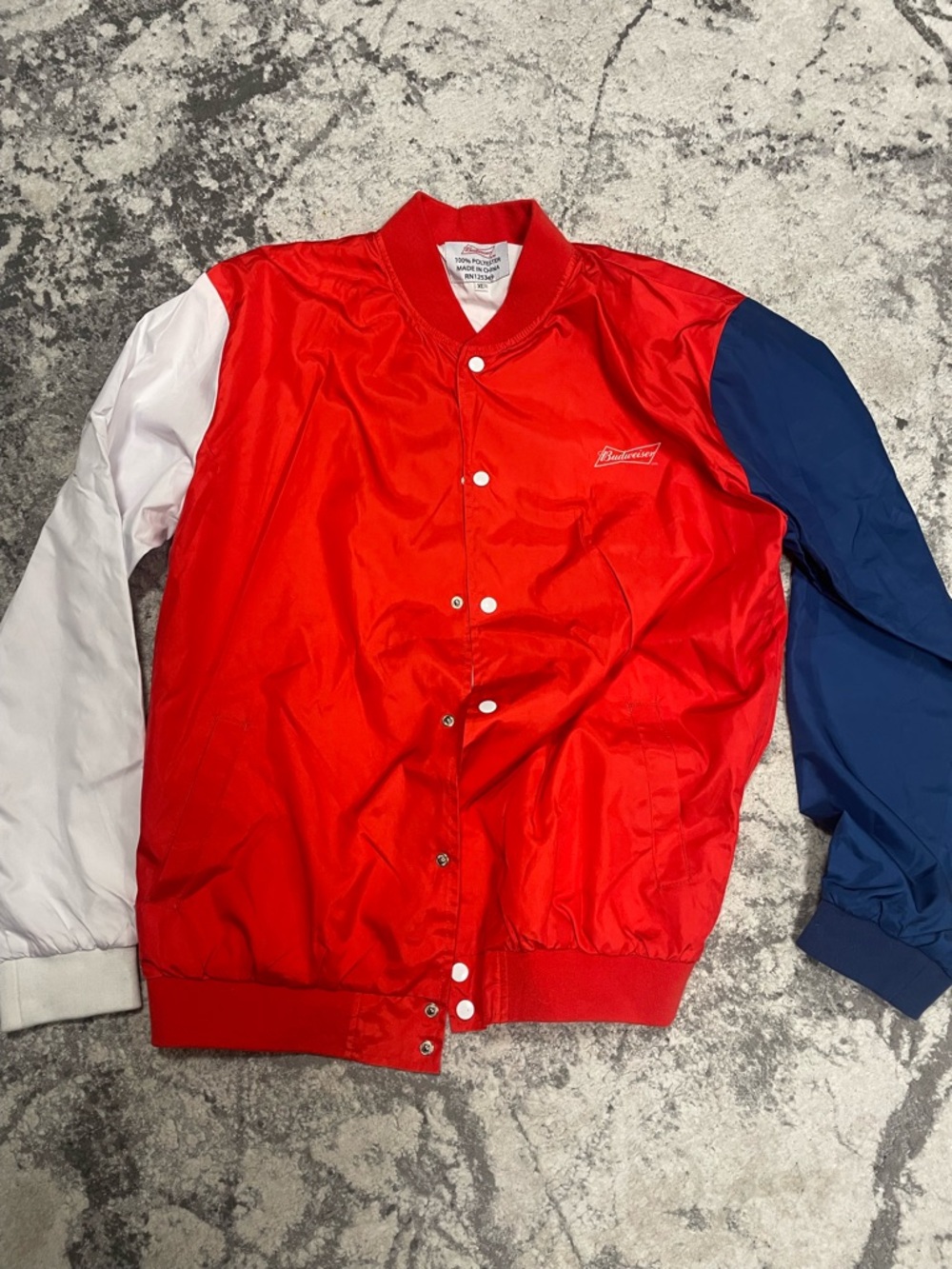 Budweiser Red, White & Blue Varsity Bomber Jacket